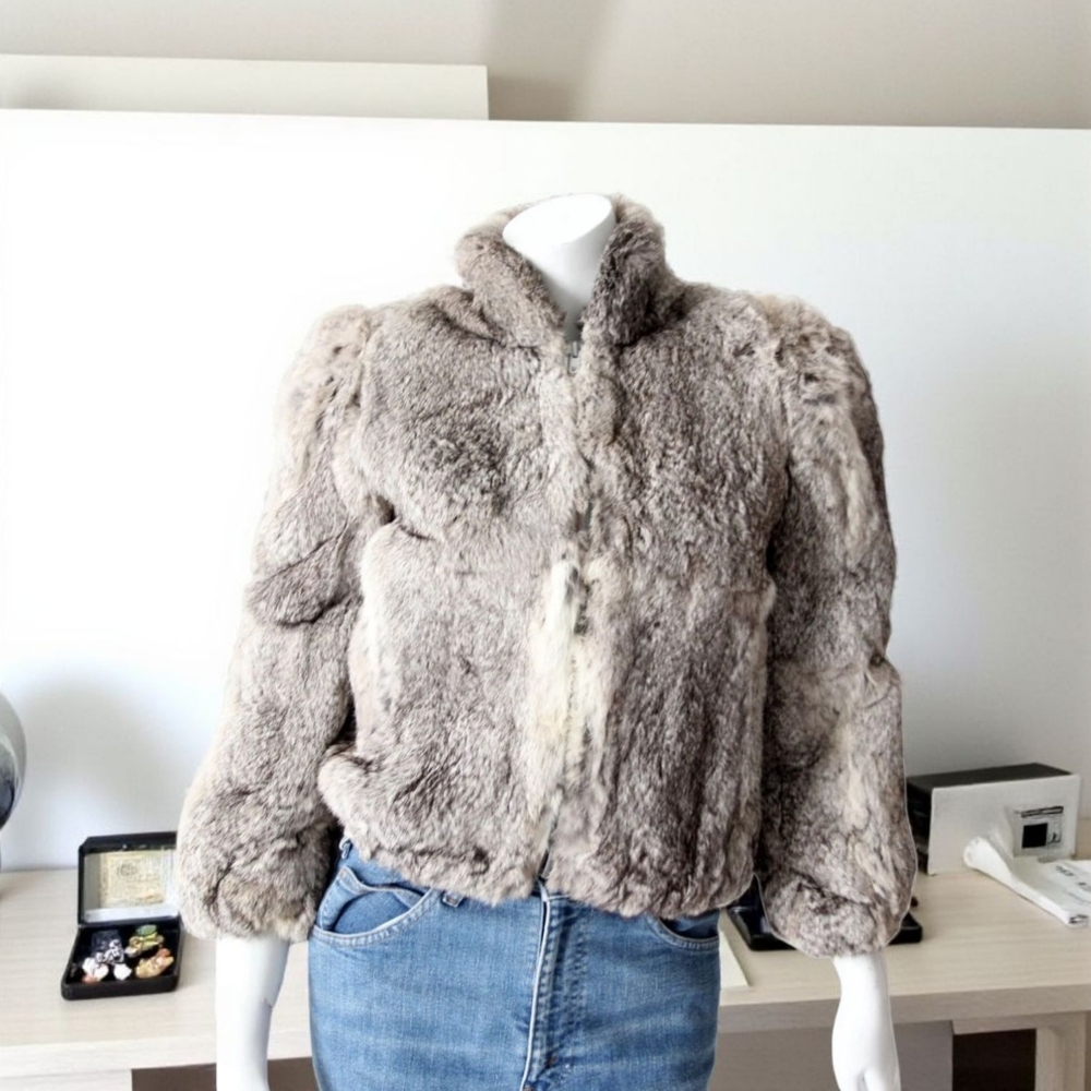 KC Collection (Rabbit Fur-Origin France) Waist Coat Jacket size 10 Vintage
